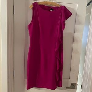 Pink St John asymmetrical sleeve dress